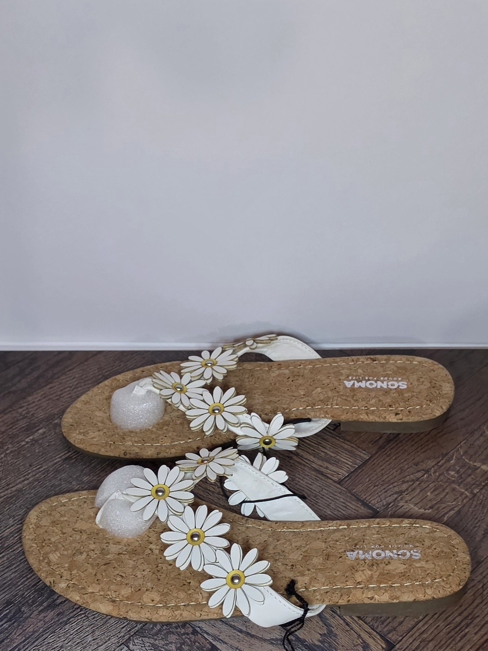 Sonoma White Daisy Cork-Style Slip-On Sandals